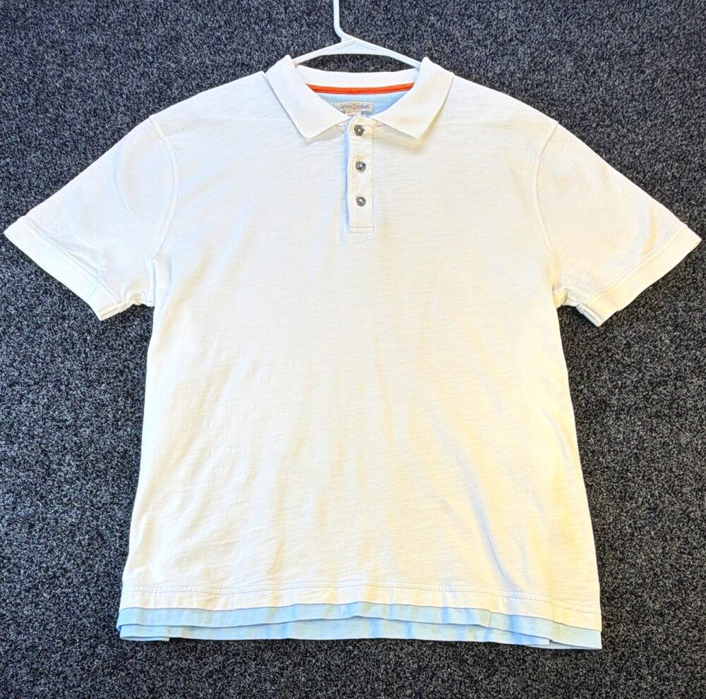 Carbon2Cobalt Polo Shirt Men's L White Short Sleeve Collared Solid Logo Button